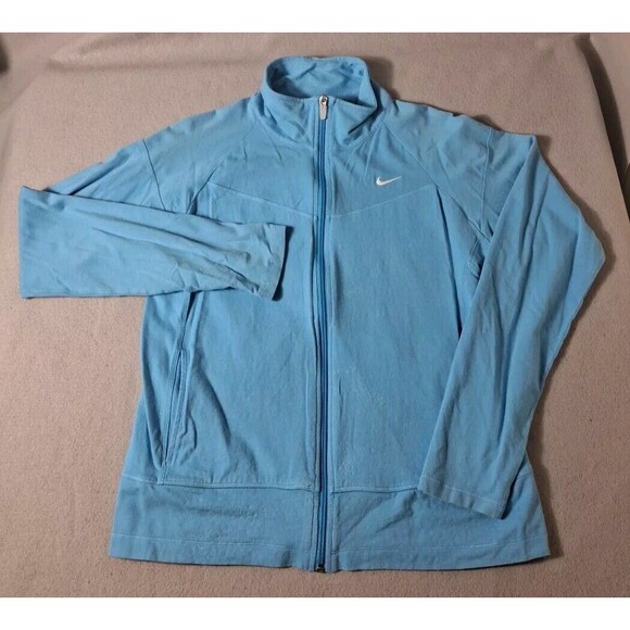 Nike Tops - Nike Vintage Jogger Full Zip Womens L Light Blue Long Sleeve Cotton